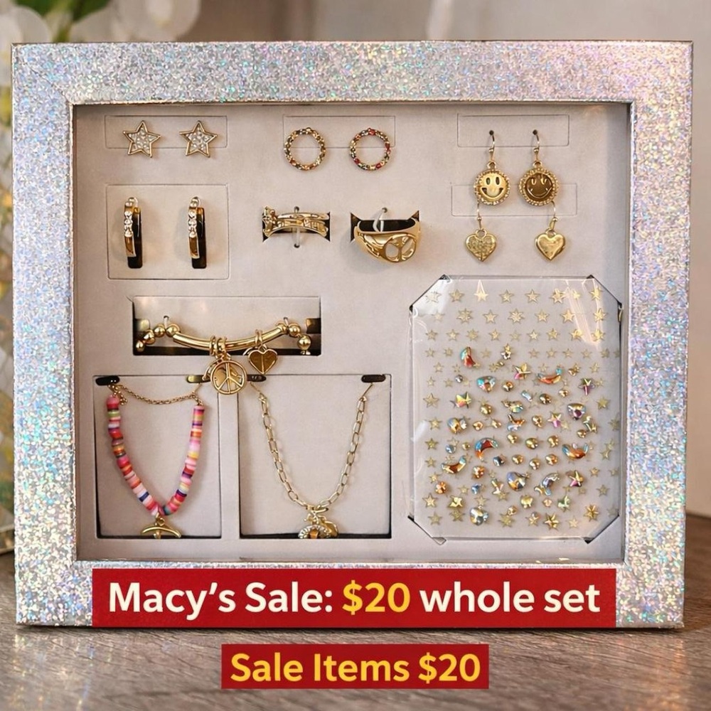 Sparkling Jewelry Set with Gold and Pink Details - Picture 3 of 5